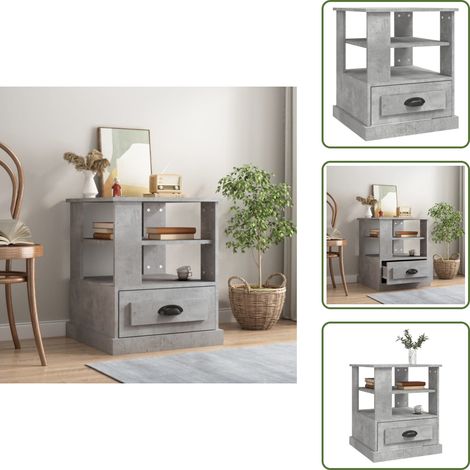 Tavolino da divano - vidaXL Tavolino Grigio Cemento 50x50x60 cm in Legno Multistrato - Tavolino con ripiani
