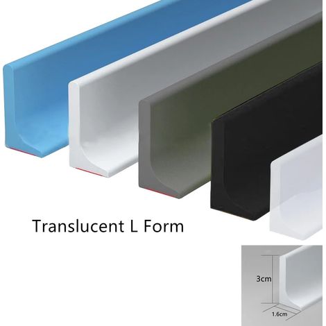 (Translucent L Form-about 250cm) Water Shower Dam Bathroom Water Stopper Silicone Retaining Strip Flood Barrier Dry And Wet Separation Blocker (1/4)