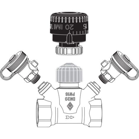 TA Strangregulierventil TA-Multi Set 1 DN 50, Handrad, 2x Entleerung, Rotguss, 5850-08.500