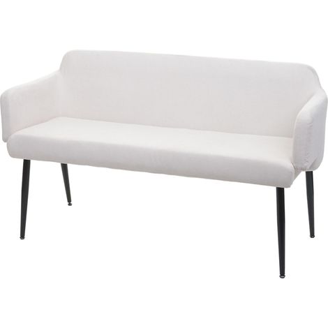 [NEUWERTIG] Sitzbank HHG-084, Esszimmerbank Bank Polsterbank Garderobenbank Rückenlehne Armlehne Stoff/Textil 133cm creme-weiß (1/5)