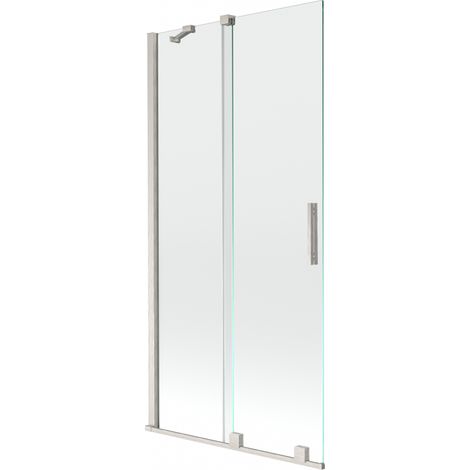 Mexen Velar Badewannenabtrennung 2-flügelig, 95 x 150 cm, transparent, gebürsteter Nickel - 896-095-000-01-97 (1/2)