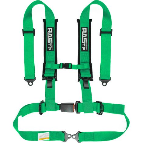 Car modification 2-inch four-point go-kart racing seat belt quick-release seat safety belt set - high strength polyester, four-point - green (1/4)