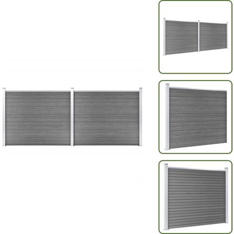 Barriera da giardino - vidaXL Set Pannello di Recinzione in WPC 353x146 cm Grigio - Recinzione modulare