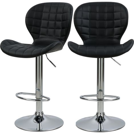 Set de 2 sillas de bar ajustables 53/74 cm en piel sintética negra - Mazzia
