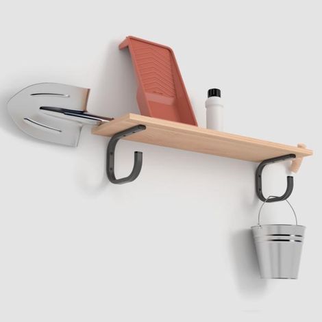 Gancho Escuadra Multiusos para Colgar en Pared  Fabricado en Acero  Acabado en Antracita  Gran Capacidad de Carga  Medidas 31200210 mm  Sistema de Fijación Atornillado  1 Unidad (1/4)
