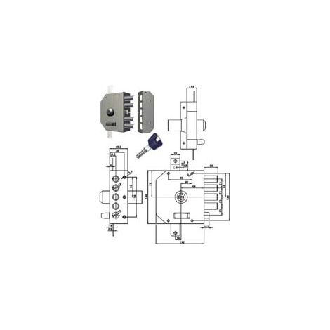 Serratura Triplice Applicare C Scrocco a Pompa Ch. Piatta K55 Cod 300346