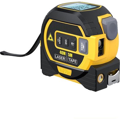 Télémètre laser 3 en 1 avec écran LCD, mesure laser jusqu'à 40 m, mesure au ruban jusqu'à 5 m, calcul de surface/volume/distance et application du théorème de Pythagore