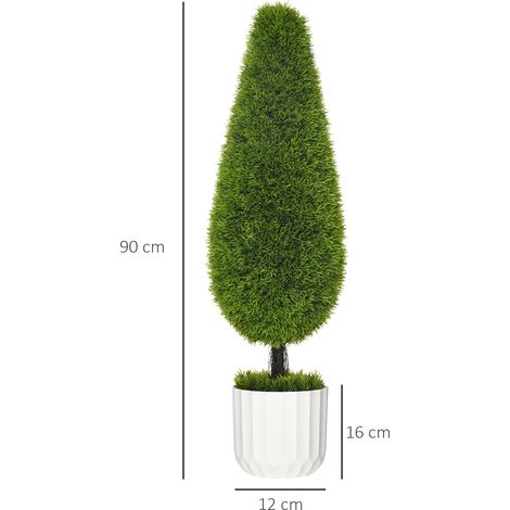 Ensemble de 2 plantes artificielles comprenant pot et mousse artificielle  cyprès artificiel, blanc et vert (1/5)