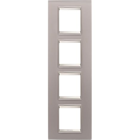 PLAQUE LUX 2+2+2+2P V VERRE GRIS PERLÉ GEWISS GW16229GP (1/2)