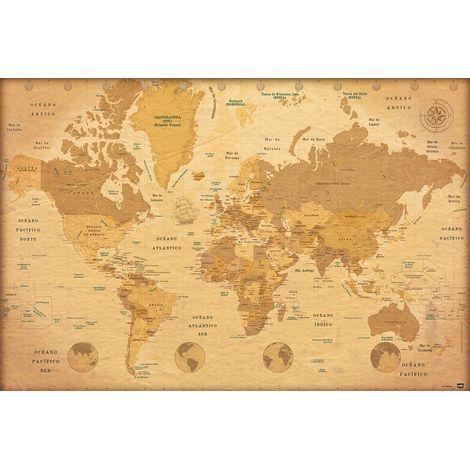 Il poster mappa del mondo è vintage