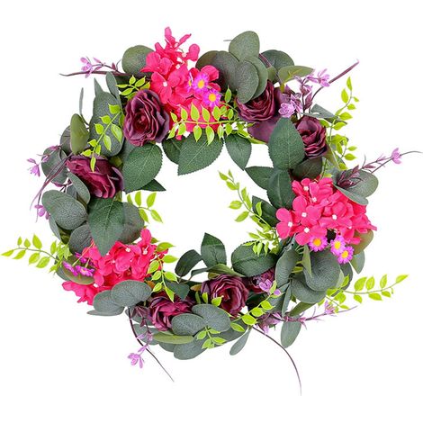 Guirlande De Roses - Guirlande Porte Extérieure Fausse Plante - Décoration Fermière Été Automne - 39 cm - 1 Pièce (1/5)