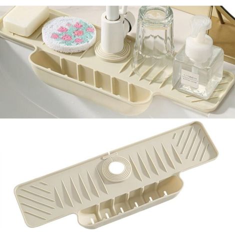 Paraschizzi in silicone per rubinetti da cucina e bagno, fissaggio posteriore con anello, bianco