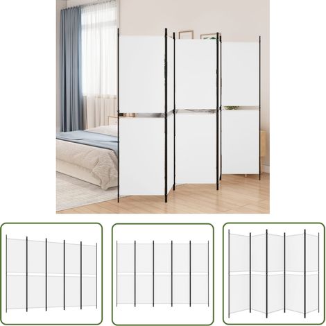The Living Store 5-tlg. Paravent Weiß 250x180 cm Stoff - Paravent - Raumteiler - Zimmerabtrennung - Sichtschutz - Wohnraumgestaltung (1/5)
