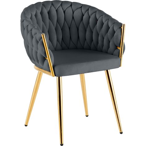 Silla de comedor Molise terciopelo dorado Gris oscuro Terciopelo (1/5)