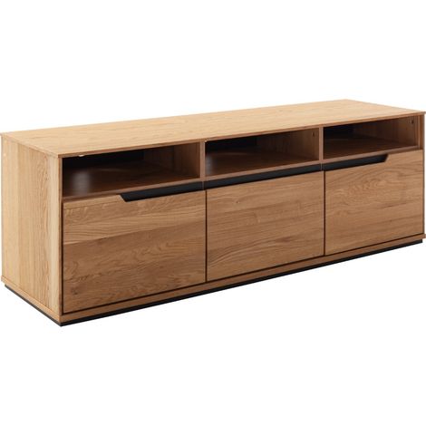 Meuble TV 3 portes 3 niches coloris chêne sauvage - Longueur 153 x Profondeur 46 x Hauteur 51 cm (1/4)