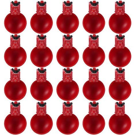 Lot de 20 abreuvoirs automatiques pour volailles, gobelets pour poulets et canards, abreuvoirs suspendus (1/5)