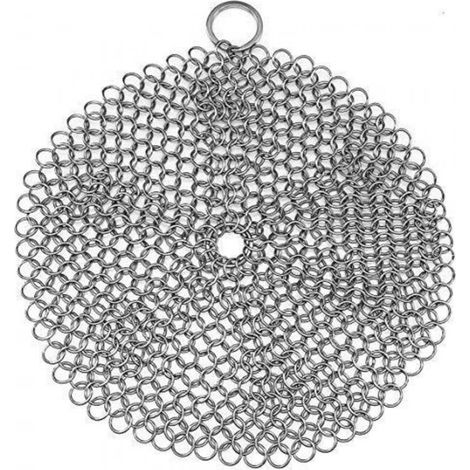 316 en acier inoxydable en fonte de poêle nettoyant en fonte en fonte en fonte de la crampe de chaîne pour casseroles en fonte, casseroles pré-assaisonnées, casseroles, grilles barbecue (1/5)