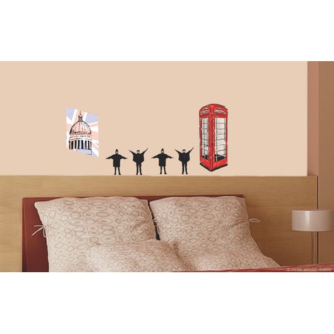 Lot de 2 Stickers Autocollants Décoratifs 34 cm X 48 cm, Citation So British, Cabine Téléphonique Typique. (1/3)