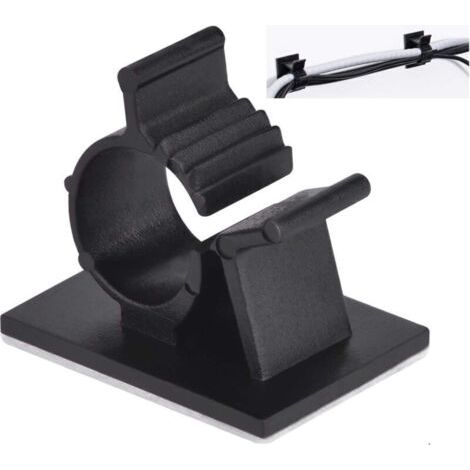 Clips de Cable Adhesif Reglable pour Gestion de Cable a Fibre Optique, Attache Fil et le Cordon dans la Maison ou le Bureau, Noir (Lot de 60)