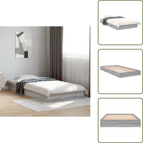 Bettgestell Grau Sonoma 75x190 cm Holzwerkstoff - Holzbettrahmen - Bettkasten - Single Bett - Doppelbett - Lattenrost (1/5)