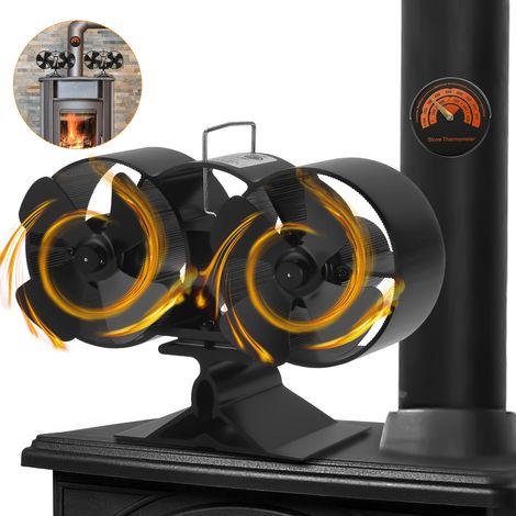 TolleTour Ventilador de estufa de doble cabezal alimentado por el calor de la estufa de leña. Eficaz transferencia de aire horizontal para la leña (1/5)