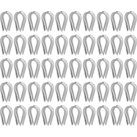 Ulisem 50 Pièces Dé à Coudre de Câble en Acier Inoxydable Outils de Gréement de Câble Cosses de Gréement Cosse de Voile(M4（4mm）) (1/4)