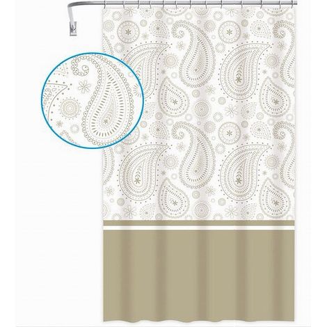 Trade Shop - TENDING STEEL VASCA BAGNO 12 ANELLI 240X200 CM MOTIVO PAISLEY ETNICO BEIGE 87584 -