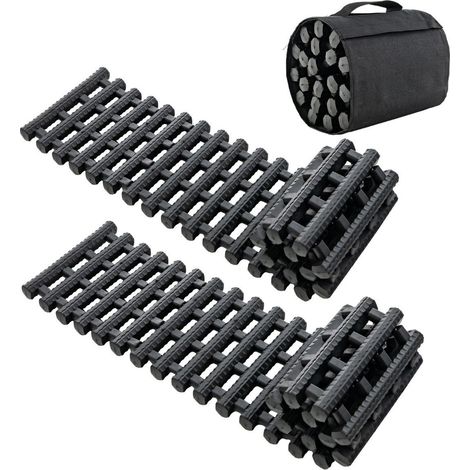 2 Pack Tire Traction Mats with Bag Emergency Traction Aid Black 82 x 21 x 2.8 cm (1/5)