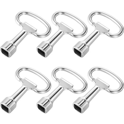 Lot de 6 clés carrées, clé carrée, clé à mandrin de 8 mm, clé à douille, clé d'armoire de commande, clé d'évent, clé à usage général en alliage de zinc pour boîtier de compteur d'eau et de gaz. (1/5)