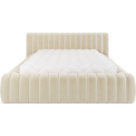 Lit coffre Madera prestige – Revêtement tissu tapissé-Beige clair-180x200 (1/5)