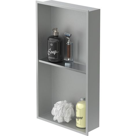 LuxeBath Nicho de Ducha de Acero Inoxidable 30x60x10cm cm Plata Marco de Pared Empotrado Alicatable Estante Integrado Instalación Flexible para Almacenamiento Organizador de Utensilios para Baño (1/5)