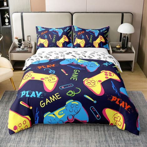 Joueurs Parure de Lit 140x200cm Gaming 100% Coton Sets de Housse de Couette Game Décoration Housse de Couette Enfants Gamepad Enfants Décoration Parure Housse de Couette - 140 x 200 cm + 1 taie d'orei (1/5)