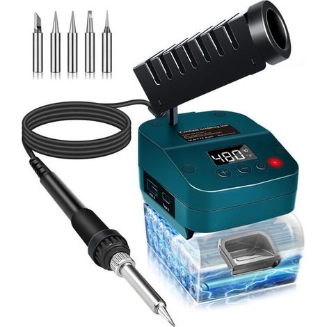 Fer à souder sans fil pour batterie Bosch 18 V, chauffage rapide, station de soudage numérique LCD électrique avec ports de charge USB et de type C, kit de fer à souder portable et réglable pour (1/4)