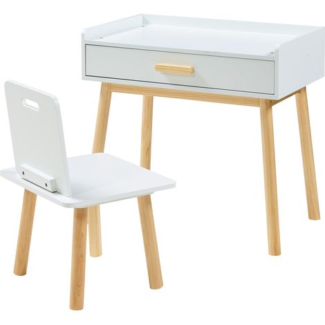 Set scrivania e sedia per bambini bianco naturale 030009409