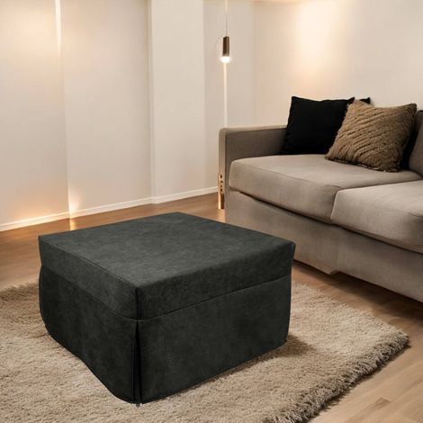 Dmora Puof convertible en lit simple, Fabriqué en Italie, Lit pliant, Pouf avec tissu amovible et peu encombrant pour le salon, cm 78x78 / 195h45, Gris, avec emballage renforcé