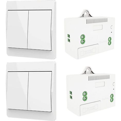 Interrupteur d'éclairage auto-générant sans fil, interrupteur à radiofréquence et récepteur de relais, contrôleur avec fusible, interrupteur cinétique sans batterie (Kit 2 voies 2 clés)