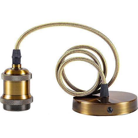 Suspension E27, accessoires pour suspensions E27 avec câble tressé ajustable, style rétro vintage, compatible avec les lampes Edison, installation murale/plafonnier à faire soi-même (1/5)