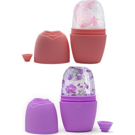Lot de 2 rouleaux de glace pour le visage, en silicone de qualité alimentaire, pour tonifier la peau, réutilisables, pour soulager les poches et les gonflements du visage et des yeux, et atténuer les 