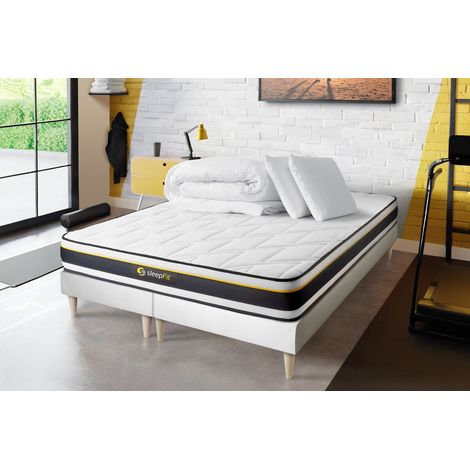 Pacchetto letto completo - Materasso 160x200cm + 2 molle box (monoblocco) + 2 cuscini + piumone - Soft (1/5)
