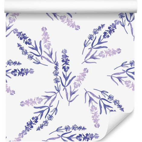 Papel pintado morado lavanda para salón y dormitorio, 50x1000 cm (1/5)