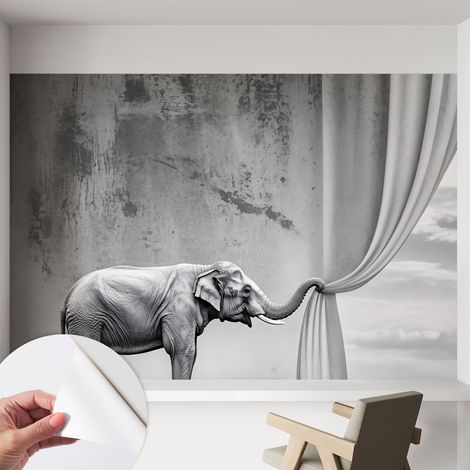 Carta da parati autoadesiva - fotomurale - decorazione parete - stile elegante - decorazione casa - Elefante surreale 152x104 cm (1/5)
