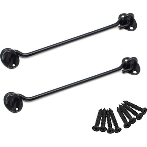 Pièces Crochet de Cabine Oeil Porte Loquet en Acier Inoxydable avec Vis 8 Pouces pour Les Portes de Garage de Porte de Hangar - Noir (1/5)