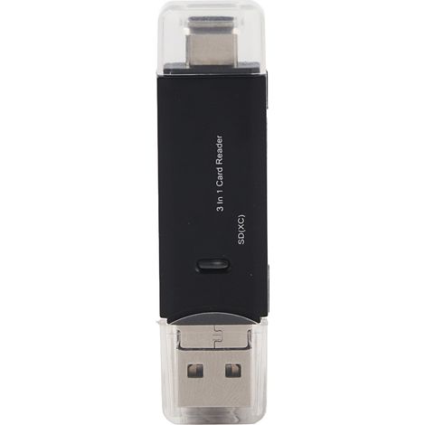 Nouveau Lecteur de Cartes 3 en 1 Multifonctionnel Type C Micro USB Haute Vitesse (Noir) (1/5)