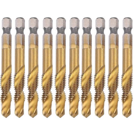 Kit de 10 tarauds M8 HSS en acier rapide, forets de 6,8 mm à queue hexagonale. (1/5)