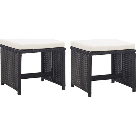 vidaXL Sgabelli da Giardino 2 pz con Cuscini in Polyrattan Nero
