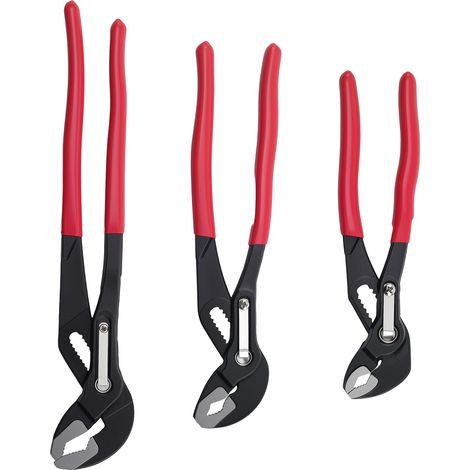 3 Piece Carbon Steel Water Pump Pliers 7" 10" 12" Self-Locking Non-Slip