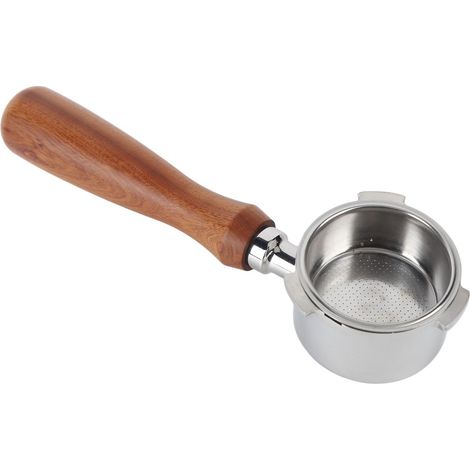 Siebträger ohne Schaumbildung, herausnehmbar, waschbar, aus Edelstahl, mit ergonomischem Holzgriff, Typ B (1/5)