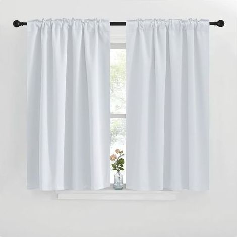 Rideaux courts / Demi-rideaux pour fenêtres de chambre, cuisine, camping-car et salle de bain — Blanc, 76 x 60 cm (Lot de 2) (1/5)