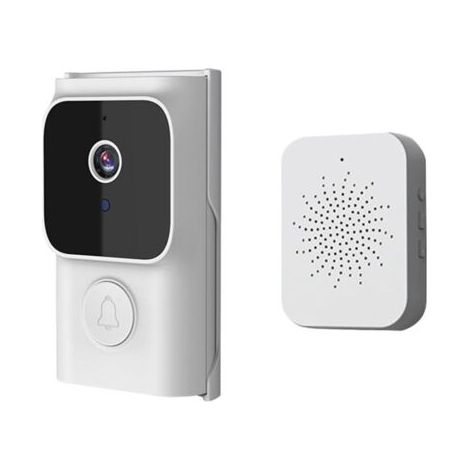 Sonnette vidéo WiFi pour communication bidirectionnelle contrôlée pour Tuya haute définition, haute définition WiFi pour contrôle pour Tuya, communication bidirectionnelle (blanc) (1/5)