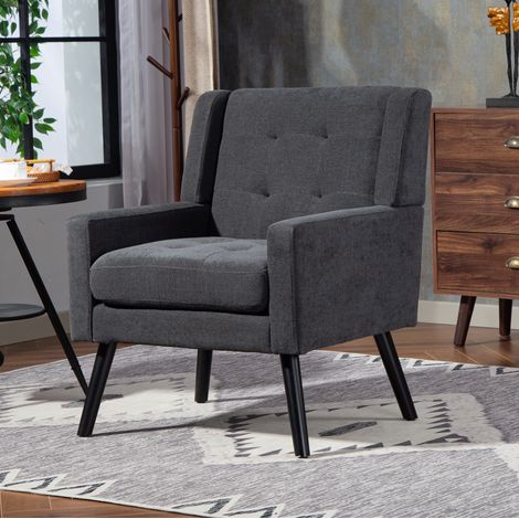 Sillón tapizado capitoné compacto gris oscuro OKMYHOME (1/5)